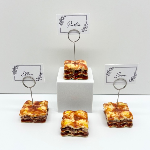 Lasagna Place Card Holders – Set of 4 | Handmade Clay Holiday Table Decor - Picture 12 of 16